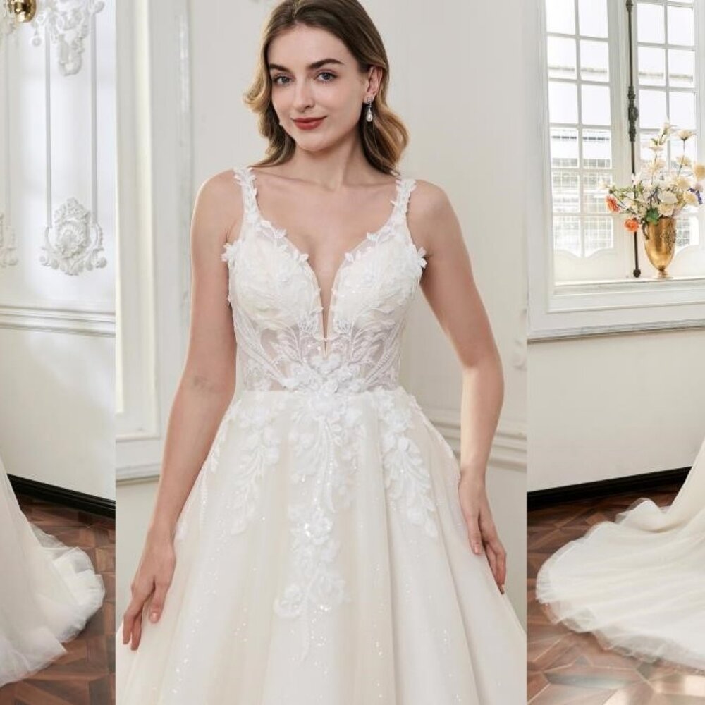 Darius Cordell - WT4859 - empire waist beaded lace wedding gown w straps